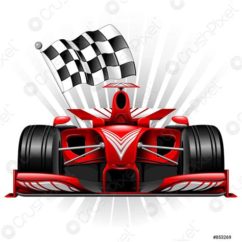 Formula 1 Red Race Car isolated on white vector illustration - stock ...