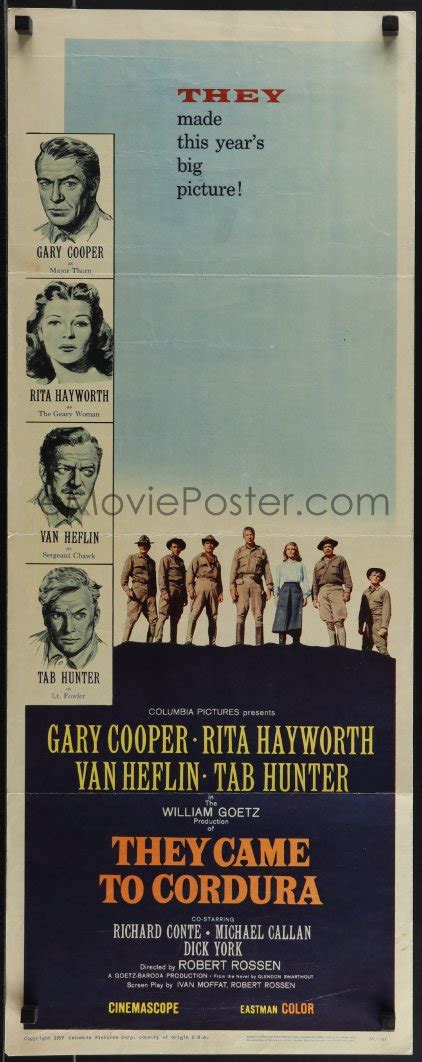 eMoviePoster.com: 5k0985 THEY CAME TO CORDURA insert 1959 Gary Cooper, Rita Hayworth, Tab Hunter ...