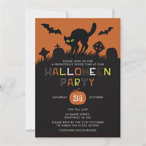 Halloween party invitation - Black Cat | Zazzle