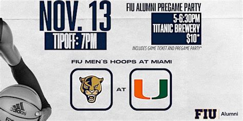 FIU Alumni: FIU Men's Basketball vs UM Pre-Game Tickets, Dates ...