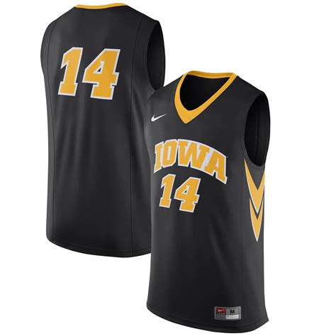 Nike #14 Iowa Hawkeyes Black Replica Basketball Jersey