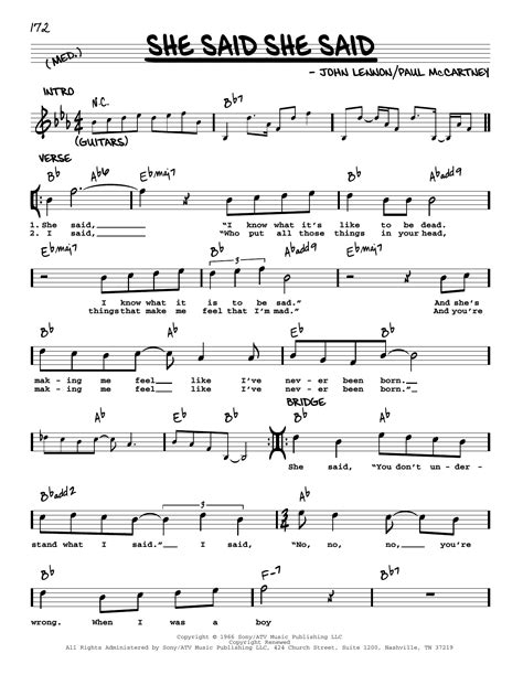 She Said She Said [Jazz version] Sheet Music | The Beatles | Real Book – Melody, Lyrics & Chords