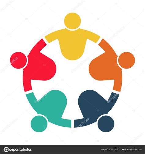 People logo. Group teamwork symbol of five persons,Vector llustration ⬇ ...