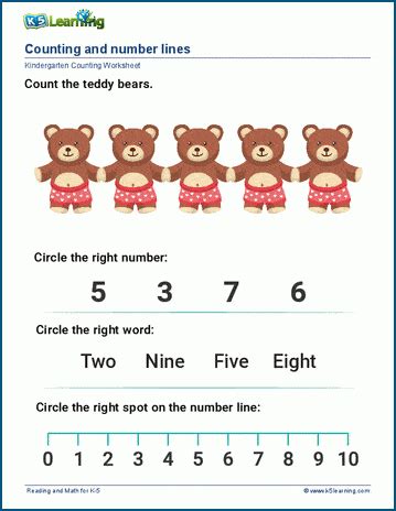 Counting & number lines worksheets | K5 Learning