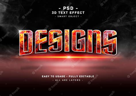 Designs text effect 3d fire style | Premium AI-generated PSD