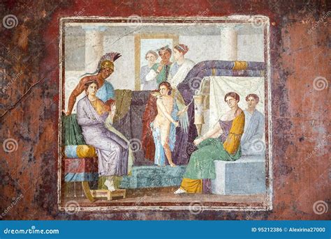 Frescoes in Pompeii, Campania Region, Italy Stock Photo - Image of ...