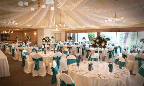 Diamond Bar Golf Course reception ballroom with blue and white #wedding ...