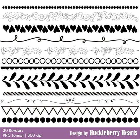 Black and White Borders Clipart - Huckleberry Hearts