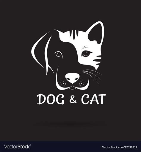 Dog and cat face design on a black background pet Vector Image | Cat ...