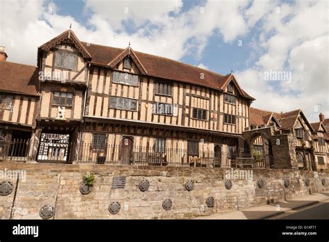 the medieval 14th century buildings of the Lord Leycester Hospital ...