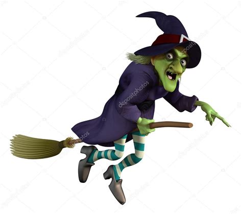 Flying witch on a broom — Stock Photo © bertoszig #13303570