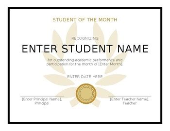 Student of the Month Template by Fotini Kourouklis | TPT