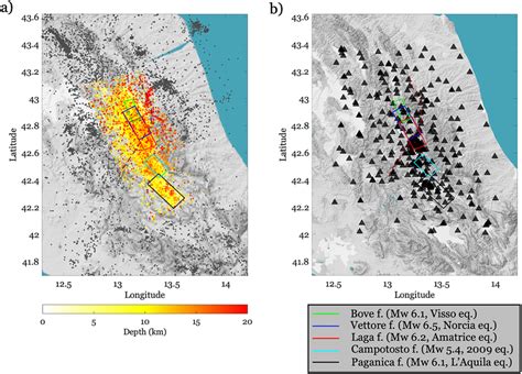 (a) Map showing the epicenter of seismic events considered in this work ...