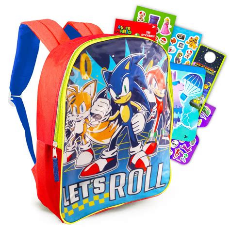 Buy Sonic the Hedgehog Backpack for Kids - 15" Sonic Backpack Bundle with Battle Party Stickers ...