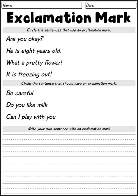 18 Exclamation Worksheets 1st Grade - Free PDF at worksheeto.com