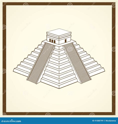 Maya ziggurat postcard stock vector. Illustration of drawing - 41088799