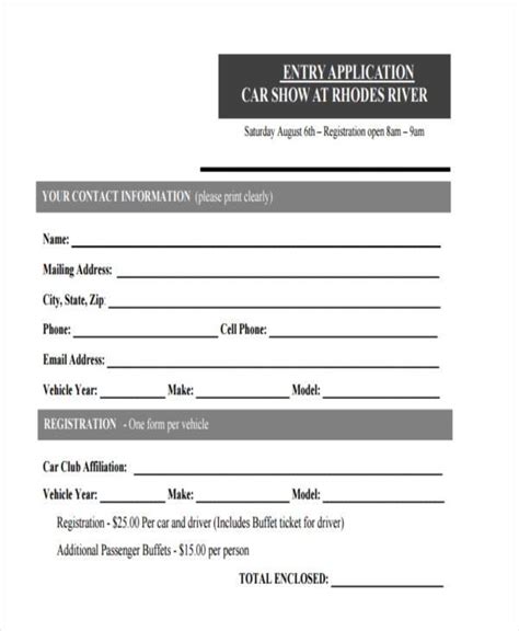 FREE 8+ Sample Car Show Registration Forms in PDF | MS Word