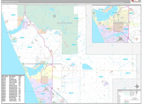 Muskegon County Wall Map Premium Style - marketmaps.com