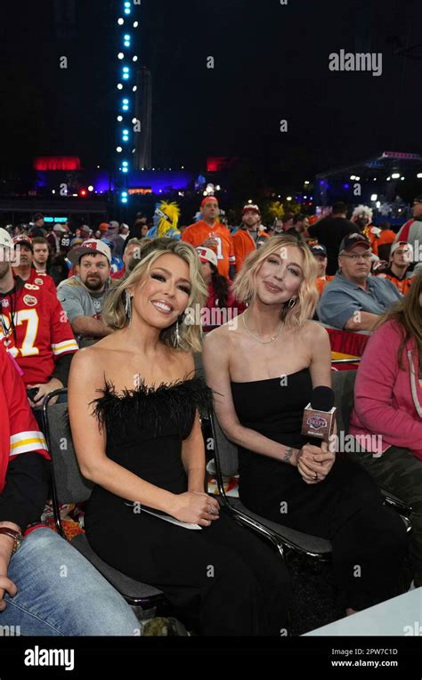 From left, NFL Network host Colleen Wolfe and actor and comedian Heidi Gardner at the 2023 NFL ...