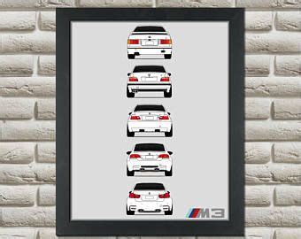 BMW M3 Generations Poster (rear) // E30 E36 E46 E92 F80 M3 // BMW 3 ...