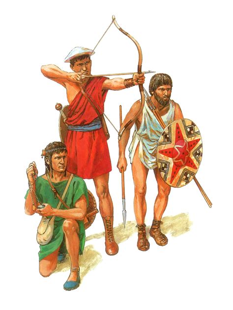 Light infantry-Balearic slinger, Cretan archer and orders from Numidia. | Punic wars, Ancient ...