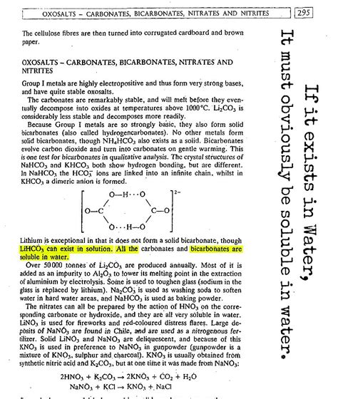 inorganic chemistry - Are lithium bicarbonate and magnesium bicarbonate both soluble in water?