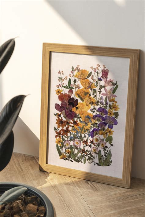 My new oshibana -> pressed flowers frame with real dried flowers and plants. Yellow primroses ...