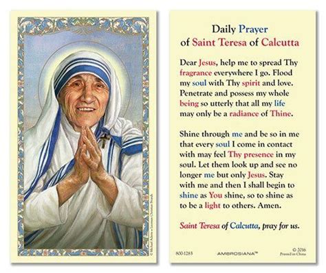 Mother Teresa Prayer Card | ubicaciondepersonas.cdmx.gob.mx