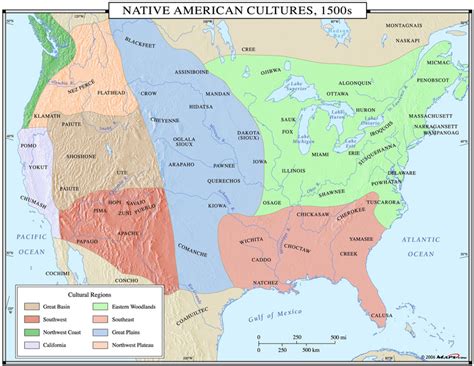 Native American Cultures 1500s Map | Maps.com.com