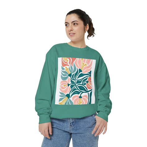 Unisex Garment-dyed Sweatshirt Abstract Botanical Art: Modern Floral ...