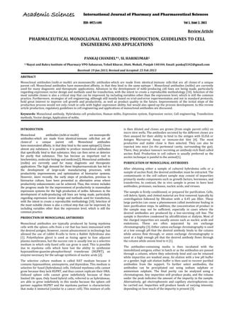 Pharmaceutical monoclonal antibodies production, guidelines to cell engineering & applications | PDF