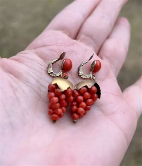 ANTIQUE ART DECO CARVED RED CORAL 800 SILVER CLIP on DAGLE EARRINGS 40mm $179.99 - PicClick