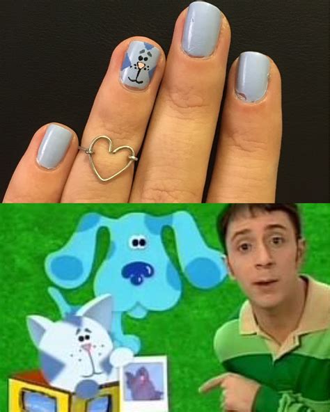 Periwinkle the cat from Blue's Clues nail art Cute Nail Art, Cute Nails, Blues Clues, Taylormade ...