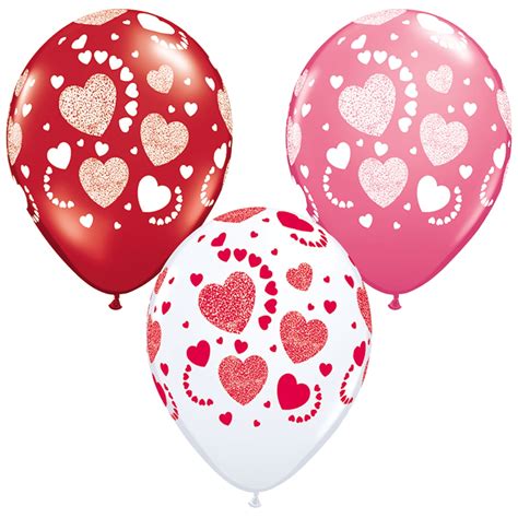 Qualatex Valentine's Day Heart Design 11" Latex Balloons, Red White ...