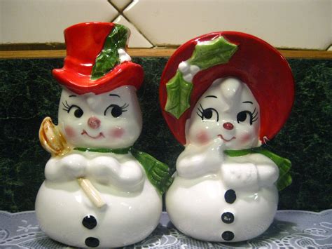 Vintage Salt & Pepper Shakers: Lefton Christmas Snowman