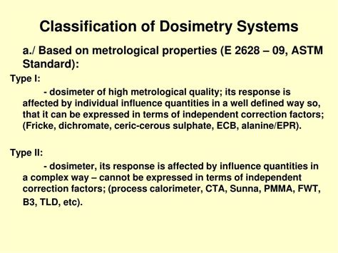 PPT - DOSIMETRY SYSTEMS, METHODS, APPLICATION, SELECTION CRITERIA PowerPoint Presentation - ID ...