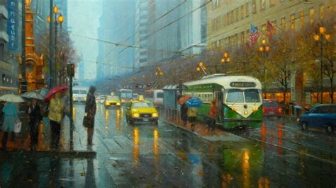 Rain in the city - Painting art - backiee