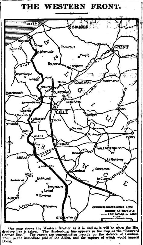 WWI, 1 June 1917: The Western Front as it is, and as it will be when the Hindenburg Line is ...