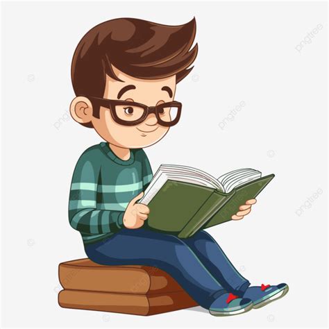 Persona Leyendo Un Libro Vector PNG ,dibujos Pegatina Clipart Niño Sentado En Libros Y Leyendo ...