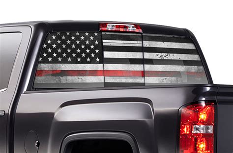 Chevy Silverado Rear Window Decals - THIN RED LINE Flag – RacerX ...