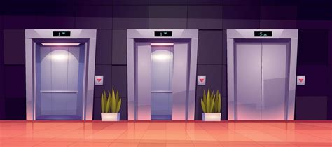 Cartoon lift doors, closed and open elevator gates 15485353 Vector Art at Vecteezy