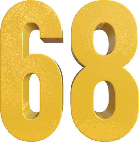 Number 68 Yellow Metal Paint 3D Render 16652996 PNG