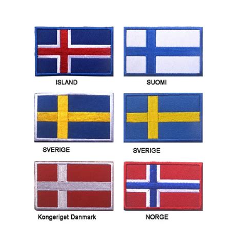 2pcs/lot 3D embroidery patches Loops and hook Iceland Finland/Norway/Switzerland/norge/Denmark ...