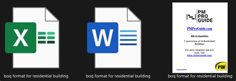 BoQ Format for Residential Building Excel and PDF (Free Download) | PM Pro Guide