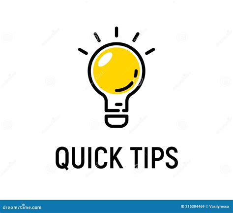 Quick Tip Hint Vector Icon Bulb. Fact Tip Idea Line Icon Logo Guide ...