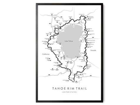 Tahoe Rim Trail Poster Tahoe Rim Trail Map Tahoe Rim Trail - Etsy ...