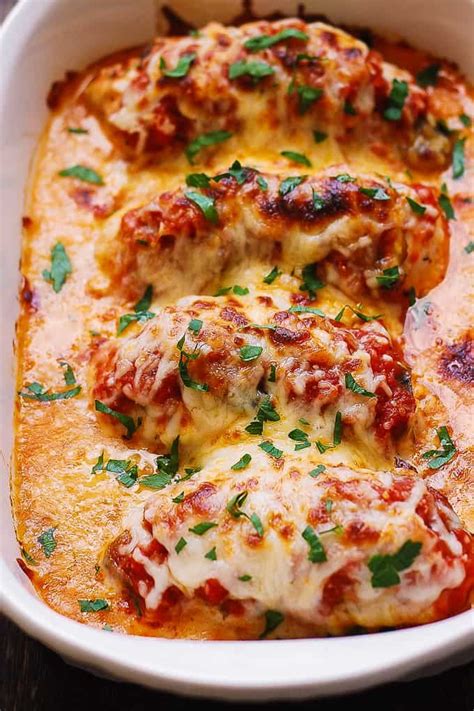 Mozzarella Chicken Bake with Marinara Sauce and Mushrooms | Baked chicken recipes, Chicken ...