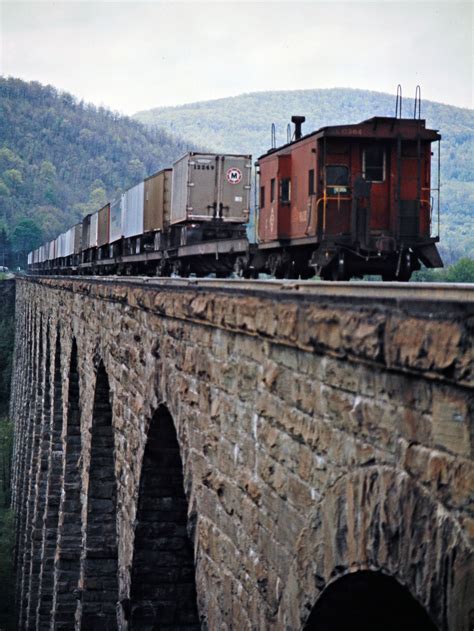 EL, Lanesboro, Pennsylvania, 1973 Westbound Erie Lackawanna Railway freight train on the ...