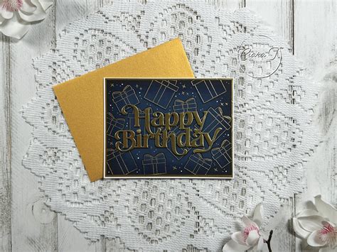 How to Make a Stunning Navy and Gold Happy Birthday A2 Card: A Step-by-Step Tutorial