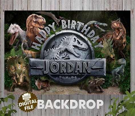 Dinosaur Birthday backdrop Jurassic world Birthday banner | Etsy | Jurassic park birthday ...